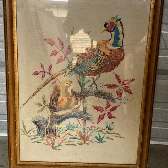 Unbranded Other - Needlepoint Mandarian Ducks Art Framed Vintage